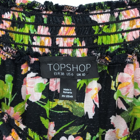 💕SALE💕 Topshop Black Floral Off Shoulder Top - Picture 4 of 8